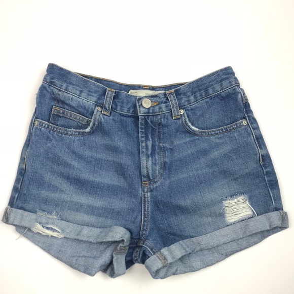 Topshop Pants - Topshop Rosa Mom Denim High Waist Cuffed Shorts